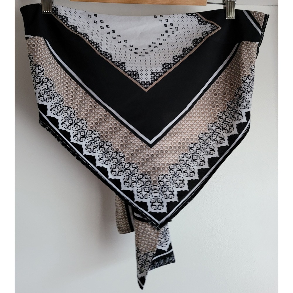 Boohoo Women Strapless Bandana Top Size 8 Black White Tan Boho